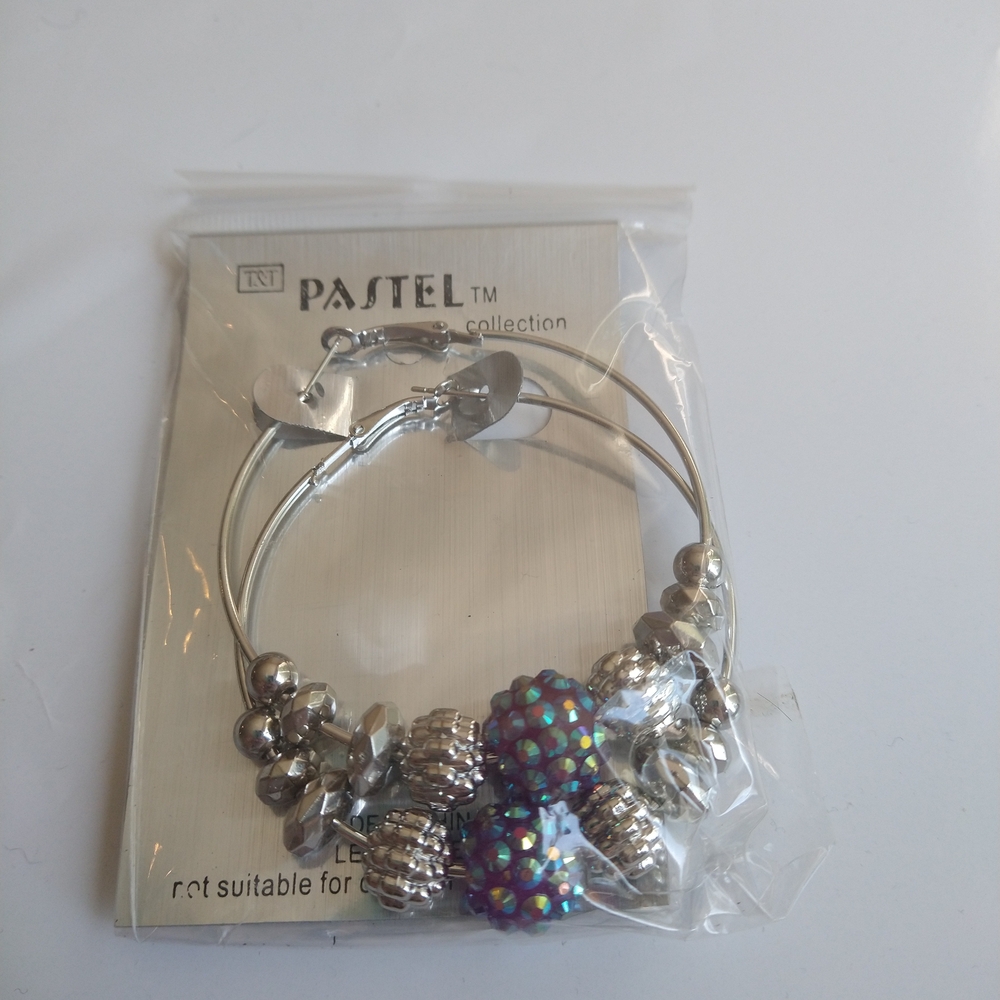 Pastels Silver and Purple Earrings Sparkling Design